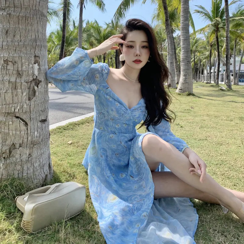 Printed Long Skirt for Summer Seaside Vacation