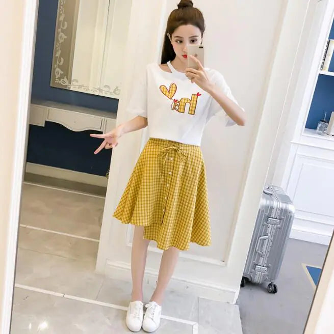 Two-Piece Set: Top and Mini Skirt