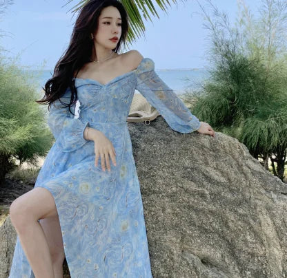 Printed Long Skirt for Summer Seaside Vacation
