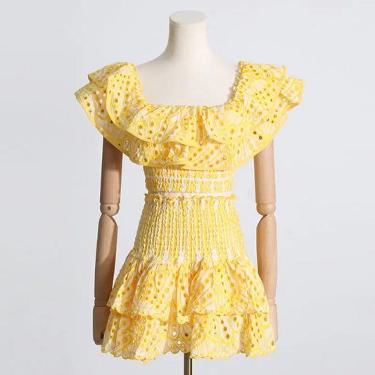 Seaside Vacation Two-Piece Ruffled Shirt & Skirt Set