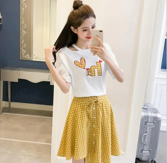 Two-Piece Set: Top and Mini Skirt