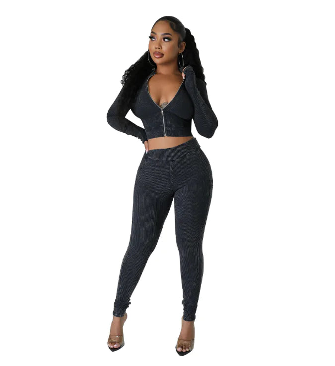 Women's Sexy V-Neck Blazer and Skirt Two-Piece Set