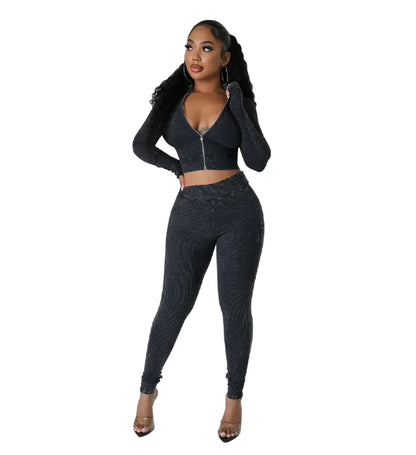 Women's Sexy V-Neck Blazer and Skirt Two-Piece Set